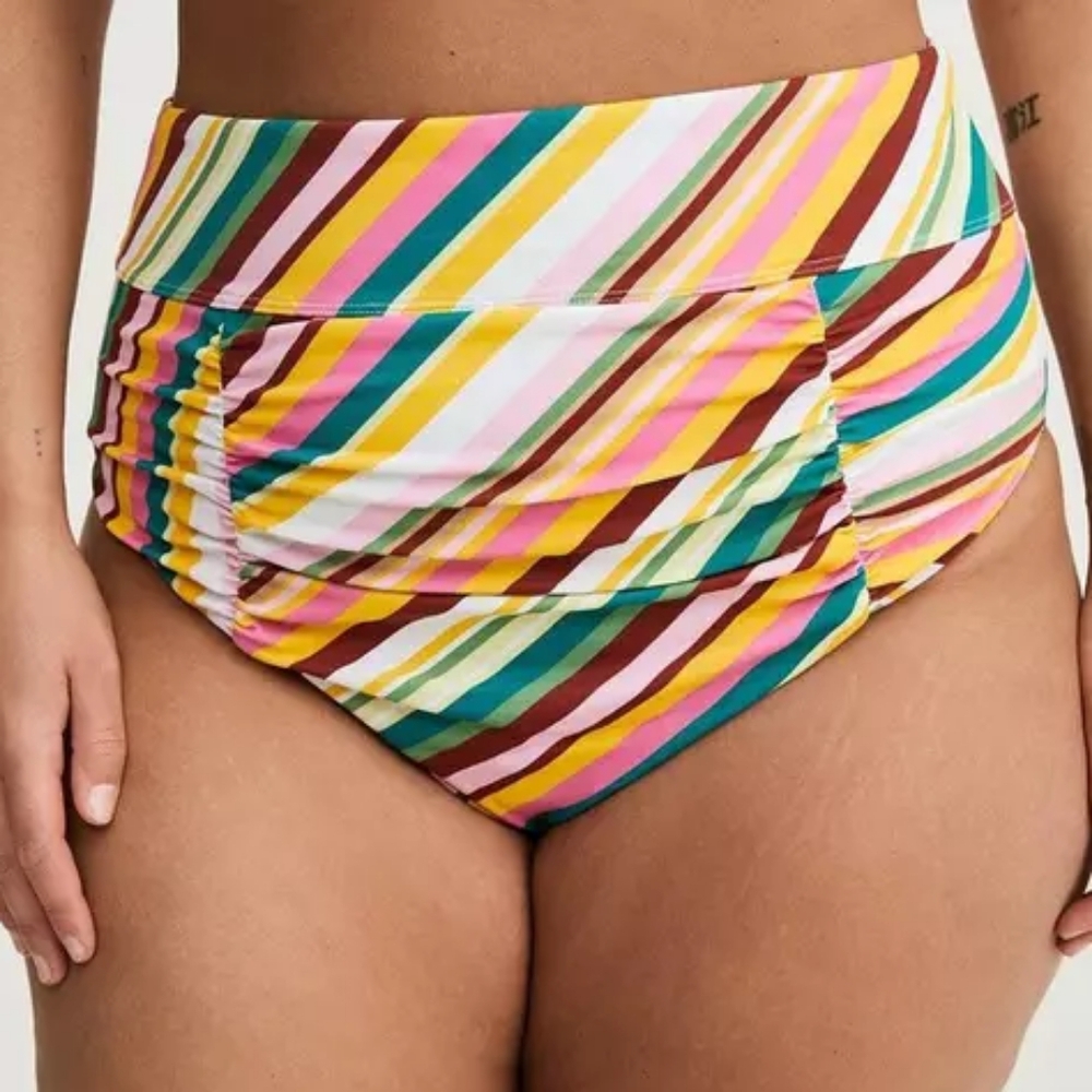 Torrid Sophia Stripe High-Waist High Leg Cheeky Swim Bottom Only 2X NWT